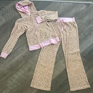Leopard Print sweat Set with Pink Accents